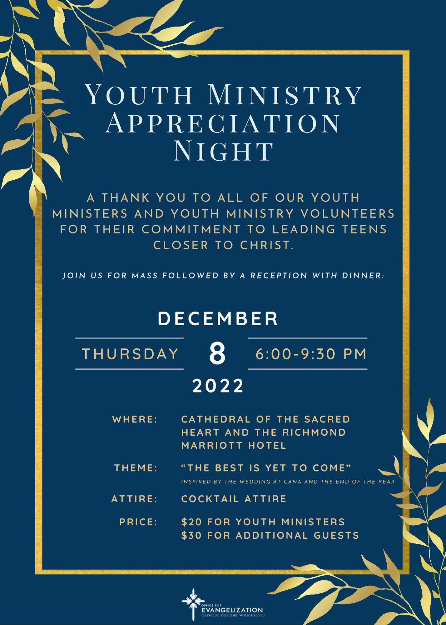 Youth Ministry Appreciation Dinner Invite